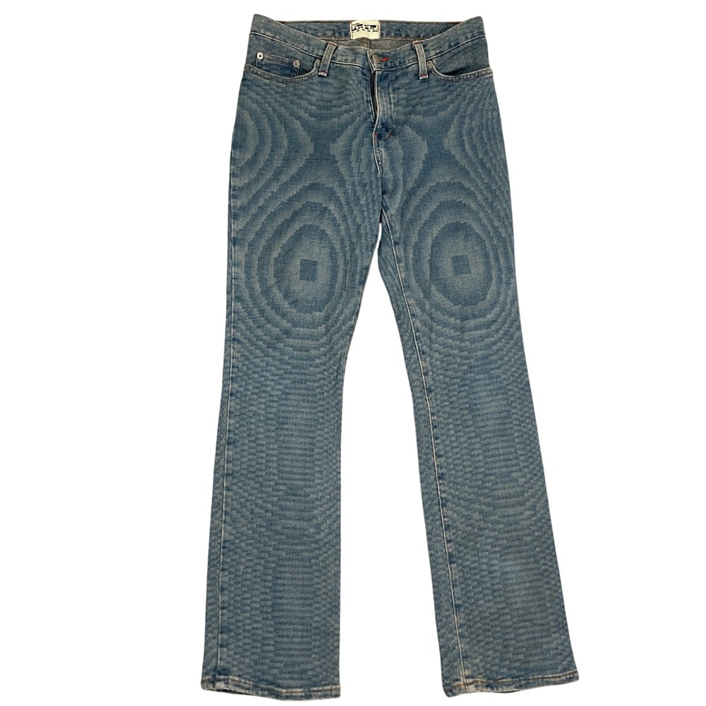 Fractal Jean Swirl Jeans Womens 6R Blue Trippy Optical Illusion 02022 USA VTG